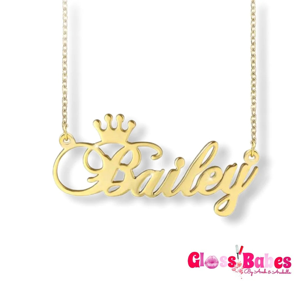Kids Personalized Crown Necklace